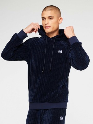 Sergio Tacchini Chenille Hoodie Velour Trainingsanzug Herren Blau | TJBS68571