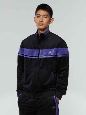 Sergio Tacchini Damarindo Velour Trainingsjacke Jacke Herren Schwarz | PDQH28047