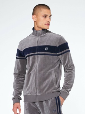 Sergio Tacchini Damarindo Velour Trainingsjacke Trainingsanzug Herren Grau | RAJW78504