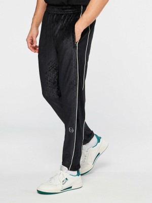 Sergio Tacchini Debossed Velour Jogginghose Velour Trainingsanzug Herren Schwarz | TBCD59834