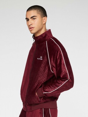 Sergio Tacchini Debossed Velour Trainingsjacke Jacke Herren Lila Bordeaux | ZDKI52789