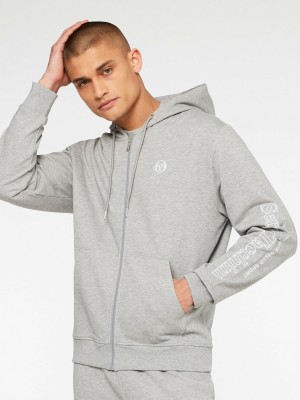 Sergio Tacchini Serif Logo Zip Hoodie Herren Grau | TIPK71682
