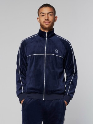 Sergio Tacchini Sovana Velour Trainingsjacke Velour Trainingsanzug Herren Blau | MHYA36974
