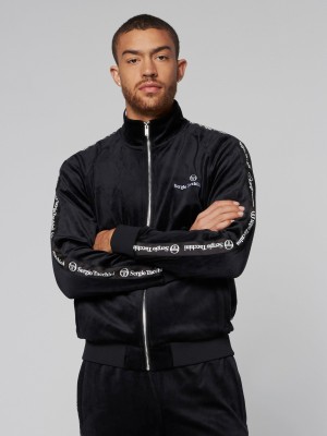 Sergio Tacchini Tipo Velour Trainingsjacke Velour Trainingsanzug Herren Schwarz | GFAV05978