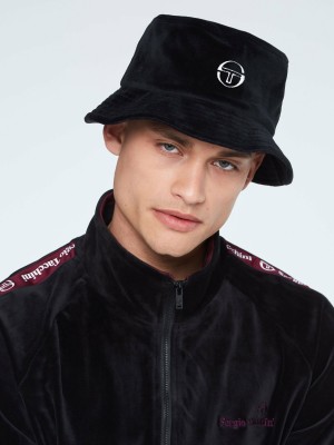 Sergio Tacchini Velour Bucket Hat Velour Trainingsanzug Herren Schwarz | TECX40863