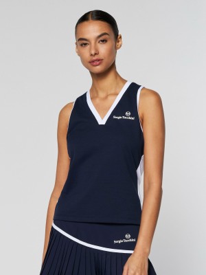 Sergio Tacchini Vigentino Tennis V Muskelshirt Damen Blau | LTIN93175